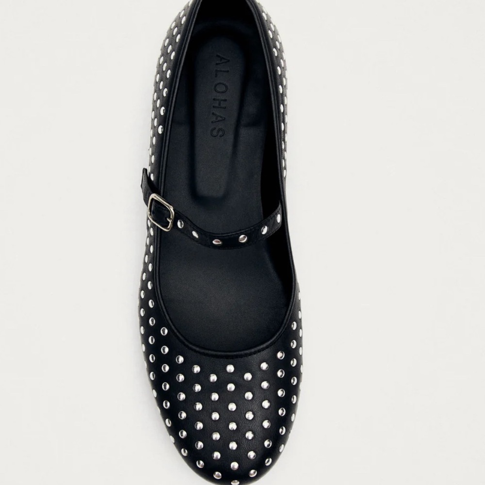 ALOHAS Lucien Black Leather Ballet Flats Pointed Toe EU39 US8.5 NWT Luxury - Picture 3 of 12
